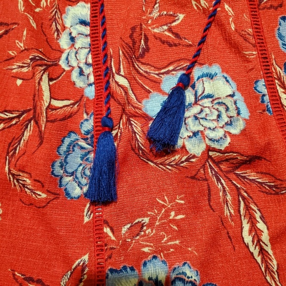 Knox Rose floral burnt orange tassel top Sz xs - Picture 4 of 6